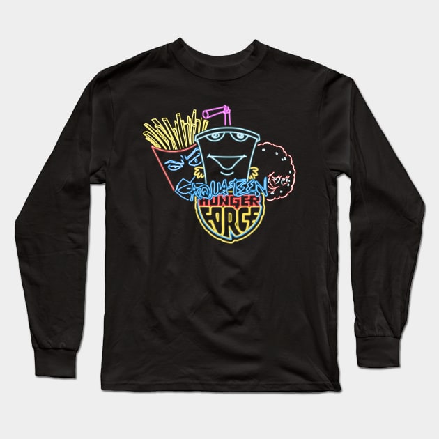 Aqua Teen neon style Long Sleeve T-Shirt by AlanSchell76